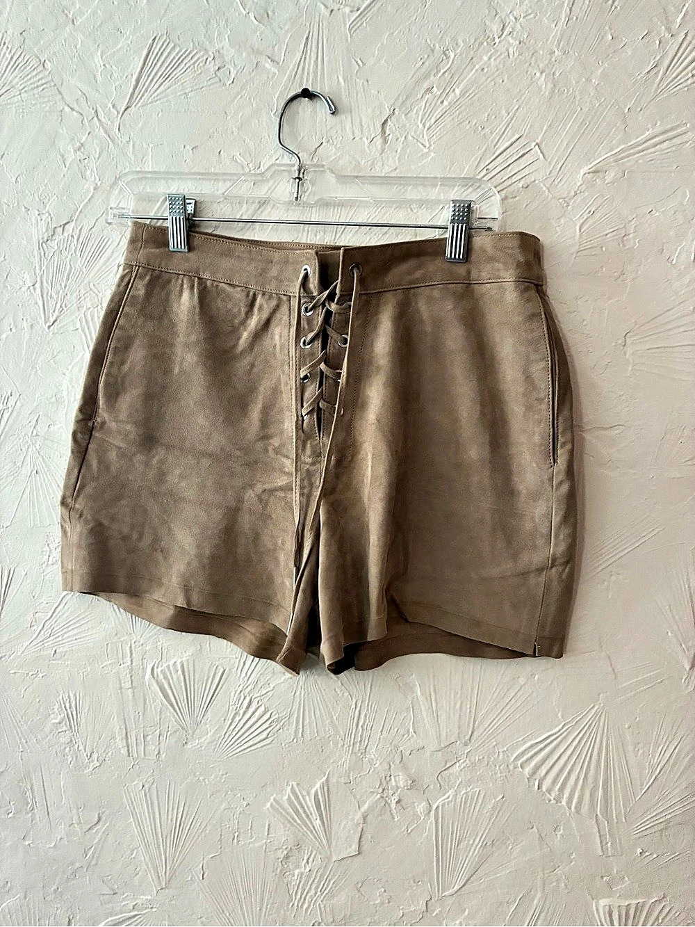 Rag and Bone Goat Leather Lace-Up High-Waist Shorts in Brown Like New